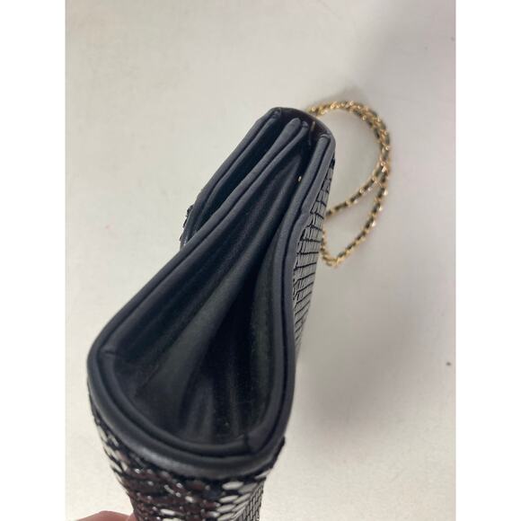 Whiting & Davis Women's Black Evening Purse Bag Crossbody Bag w/ Gold Chain‎ - Picture 8 of 16